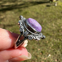 Natural Charoite Ring #36