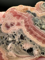 Rhodochrosite Slab #6 – Pink Banded Natural Stone Specimen with Matrix & Natural Cavity