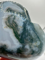 Moss Agate Carved Heart #1