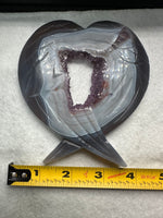 Amethyst Agate Heart Wings Carving with Stand #2