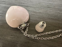 Rose Quartz Heart Shape Perfume/Essential Oil Bottle Necklace