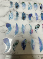 40 Count Blue Feather Stickers