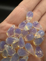 Opalite Faceted Briolette Teardrop Pendants – 12 × 8 mm Glass Pendants for Jewelry Making