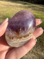 Amethyst Mixed with Stripe Agate Palm Stone #4 (small rainbows)