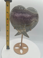 Amethyst Agate Heart Wings Carving with Stand #3