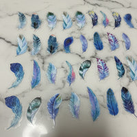 40 Count Blue Feather Stickers