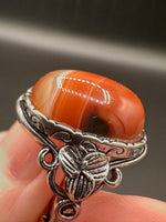 Vintage Style Carnelian Stainless Steel Adjustable Ring #8