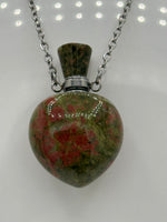 Unakite Perfume / Essential Oil Bottle Necklace