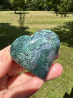 Moss Agate Carved Heart #9