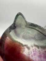 Cat Head Shape Rainbow Fluorite Bowl Carving #5