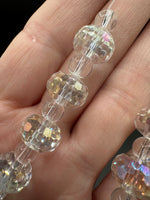 Clear AB Faceted Glass Bead Strand with Round Spacers – Graduated Jewelry Making Beads