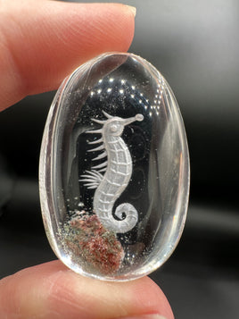 Beautiful Seahorse Garden Quartz Inner Scene Carving #1
