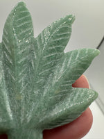 Green Aventurine Cannabis Leaf Carving #1