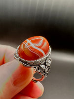 Vintage Style Carnelian Stainless Steel Adjustable Ring #7