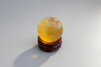 Mostly Yellow with Purple Fluorite Sphere #14