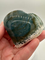 Moss Agate Carved Heart #7