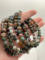 Natural Indian Moss Agate 6mm Bracelet 7.5”