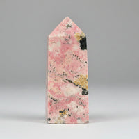 Rhodochrosite Four-Sided Tower #5 – Pink, Cream & Dark Matrix Crystal Point