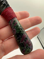 Handmade Fluorescent Ruby in Zoisite, Africa and Mahogany Sheen Obsidian, Glass Buttes, OR, Dagger