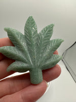 Green Aventurine Cannabis Leaf Carving #1