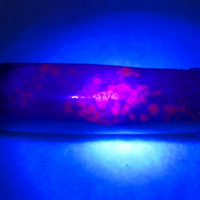 Handmade Fluorescent Ruby in Fuchsite Mica, India and Sheen Obsidian, Davis Creek, Ca. Dagger
