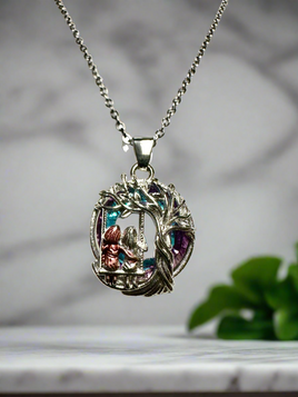 Adorable Best Friends on Silvertone Swing Necklace