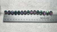 Iridescent Faceted Glass Bead Strand – Purple & Green Geometric Glass Beads for Jewelry Making