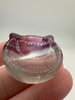 Cat Head Shape Rainbow Fluorite Bowl Carving #1