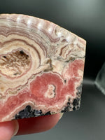 Natural Rhodochrosite Slab #8 – Pink Banded Orb & Druzy Crystal Mineral Specimen