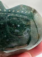 Moss Agate Carved Heart #4