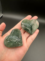 Green Mica in Quartz Heart | Polished Natural Crystal Heart | Green Mica Quartz Pocket Stone BIN #2