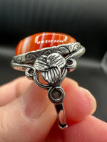 Vintage Style Carnelian Stainless Steel Adjustable Ring #6