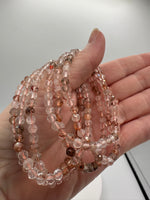 Red Rutilated Quartz 4mm Faceted Bracelet 7.5"