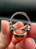 Vintage Style Carnelian Stainless Steel Adjustable Ring #6