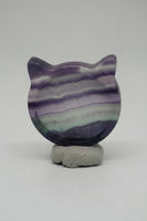 Cat Head Shape Rainbow Fluorite Bowl Carving #3