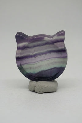 Cat Head Shape Rainbow Fluorite Bowl Carving #3