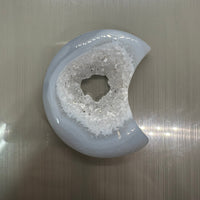 Druzy Agate Geode Carved Moon