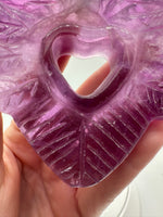 Purple Fluorite Decorative Carved Heart with Stand #7
