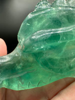 Natural Green Fluorite Dragon Head Carving #2 – 364g