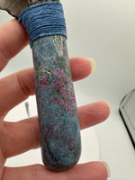 Handmade Fluorescent Ruby in Fuchsite Mica, India and Sheen Obsidian, Davis Creek, Ca. Dagger