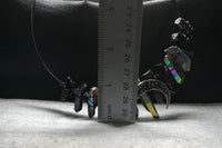 Rainbow & Black Handmade Natural Crystal Crown Headband – Aura-Coated Crystal Points & Crescent Moon
