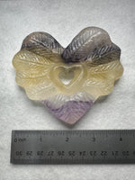 Rainbow Fluorite Decorative Carved Heart with Stand #8