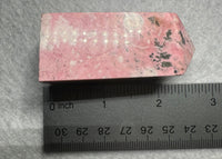 Rhodochrosite Four-Sided Tower #3 – Rose Pink, Cream & Tan Polished Crystal Point