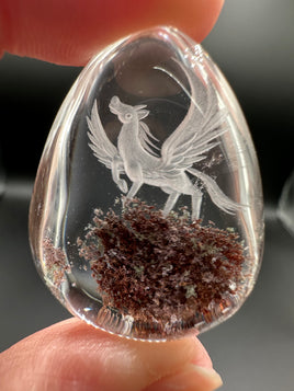 Beautiful Pegasus Garden Quartz Inner Scene Carving #5