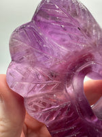Purple Fluorite Decorative Carved Heart with Stand #7
