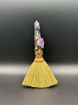 Fluorite & Amethyst Decorative Crystal Broom