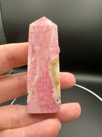 Rhodochrosite Four-Sided Tower #8 – Rosy Pink with Cream & Natural Matrix
