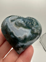 Moss Agate Carved Heart #1