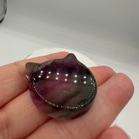 Cat Head Shape Rainbow Fluorite Bowl Carving #4