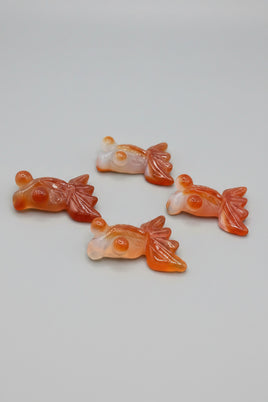 Carved Carnelian Agate Goldfish Pendant